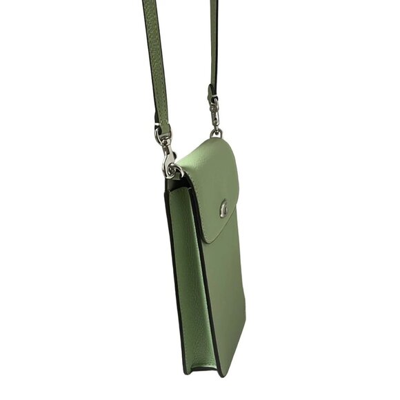Auth COACH Phone Crossbody CH815 Light Green Leather - Shoulder Bag - Picture 4 of 8
